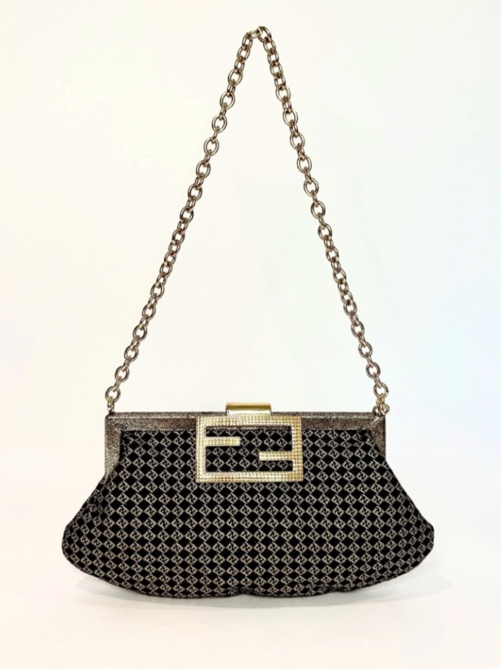 Vintage Fendi Zucchino FF Chain Mini Bag